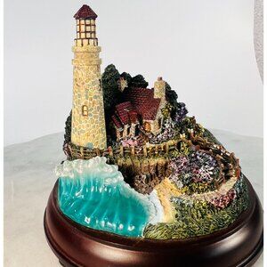 Vtg‎ T Kinkade The Light Of Peace F4229 Hawthorne Village Lighthouse Sea Side
